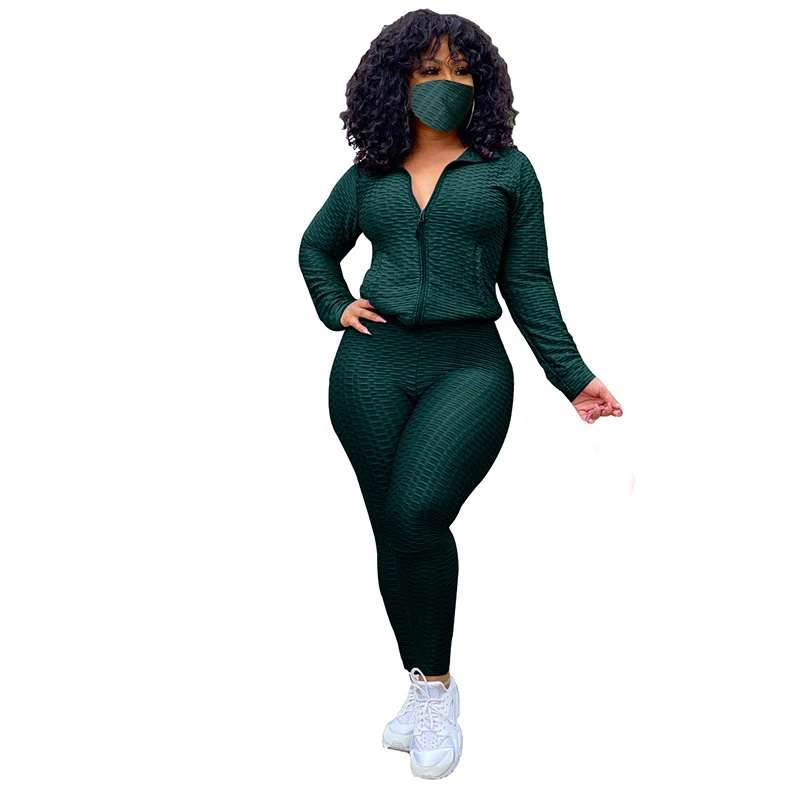 
mouth-muffle yoga pants suit fitness jogger sweatsuit sets for women two piece 