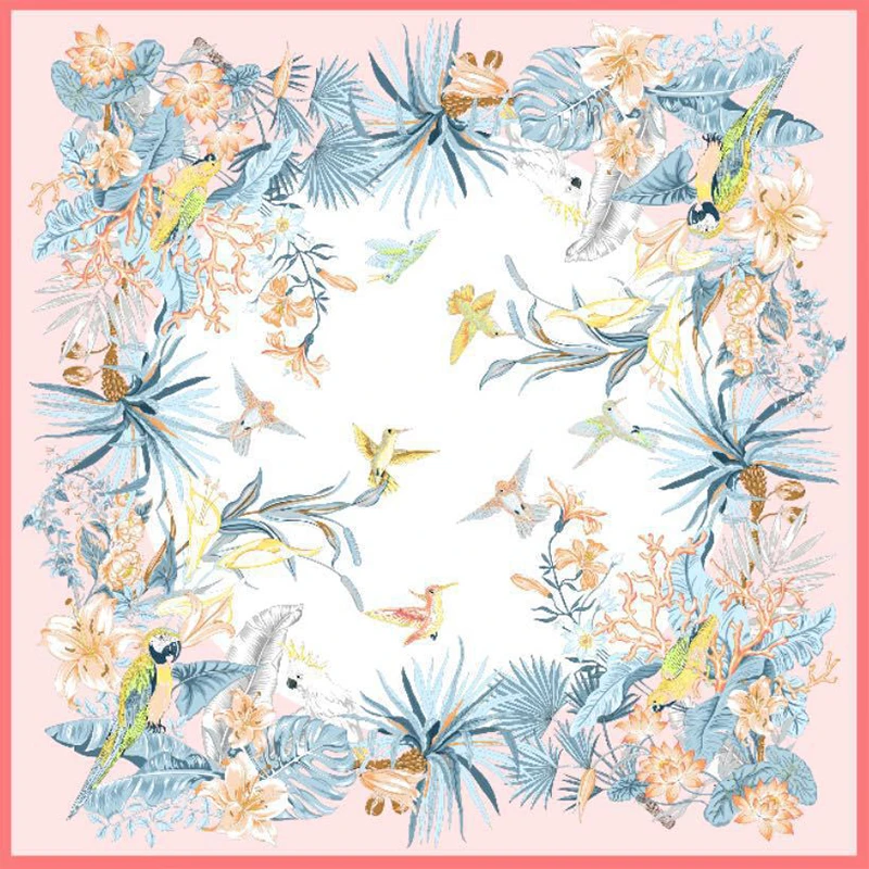 Factory Wholesale Custom Printed Design Silk Scarves Luxury 100% Silk 53*53 Square Silk Scarfs For Women Stylish