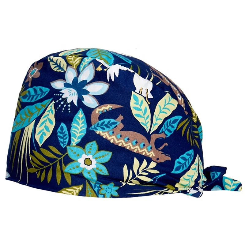 Vaulyer Cotton Working Caps With Button And Sweatband Adjustable Bouffant Hats Women Men Nurse Scrub Caps