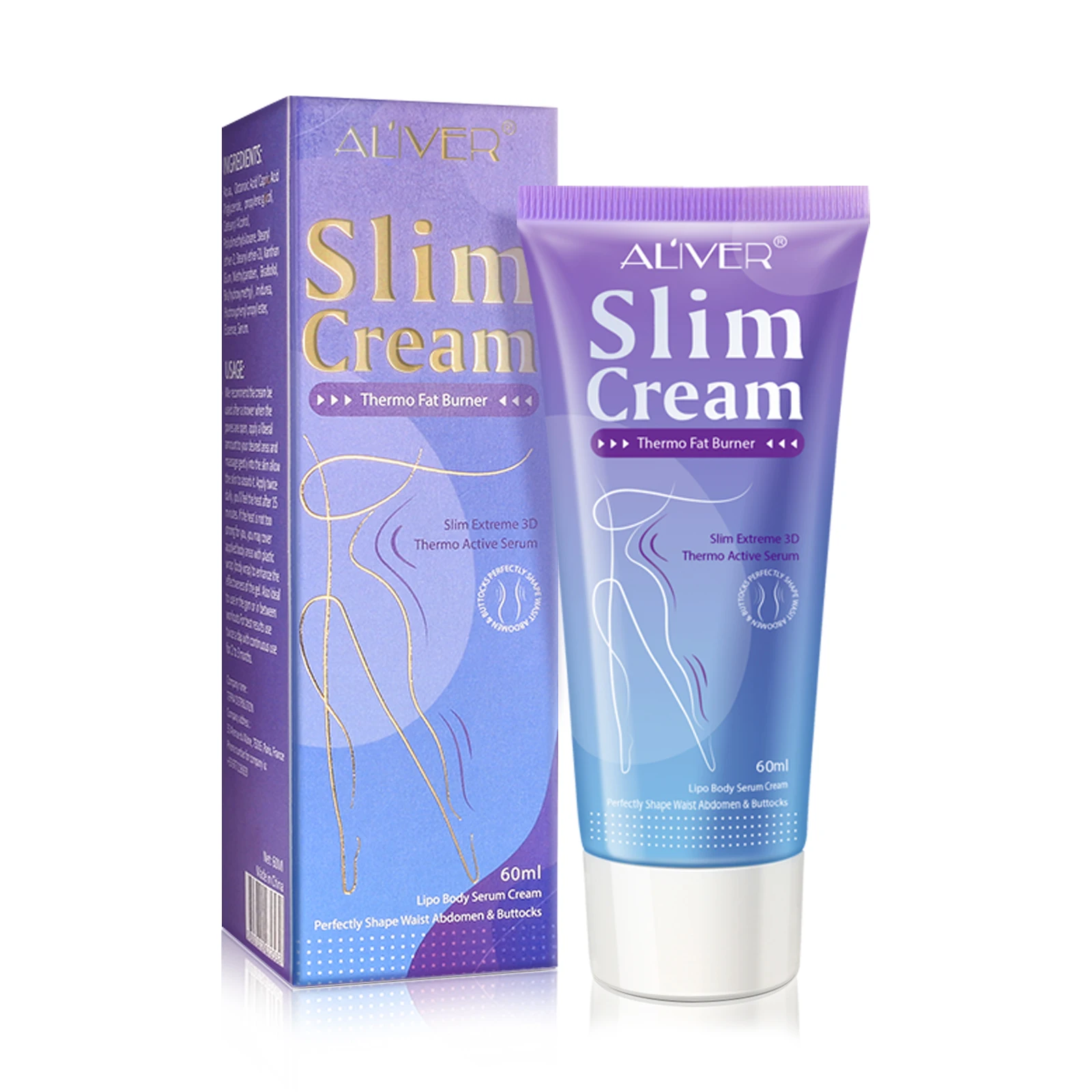 ALIVER Wholesale Natural Moisturizing Reducing Cellulite Burn Fat  Flat Tummy Gel Hot Firming Slimming Cream