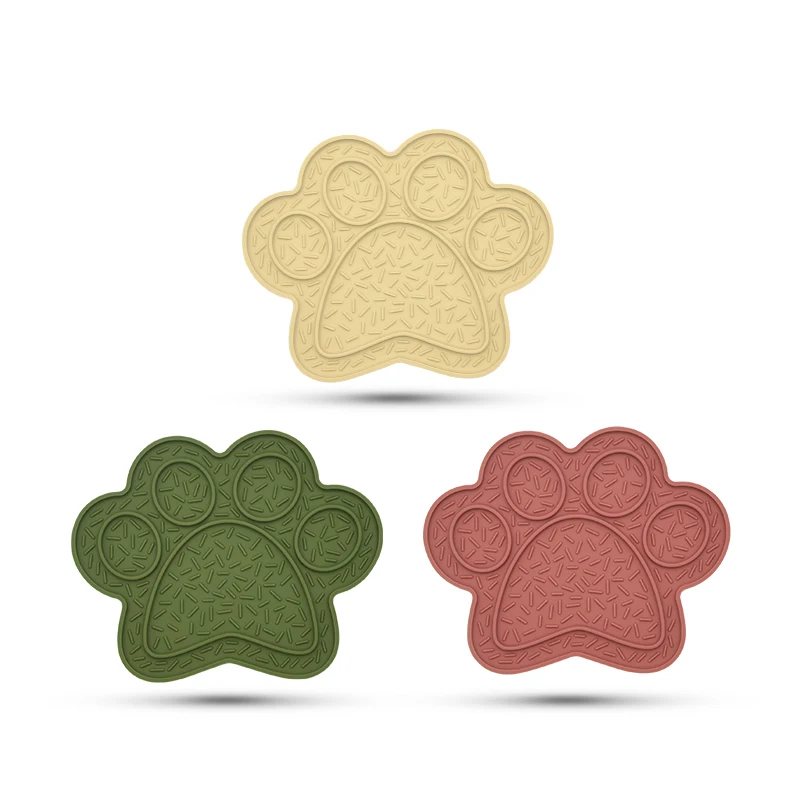 Stylish cute design silicone cat pet feeding mat dog mat for food pet feeding paw shape small dog lick mat with slow feeder