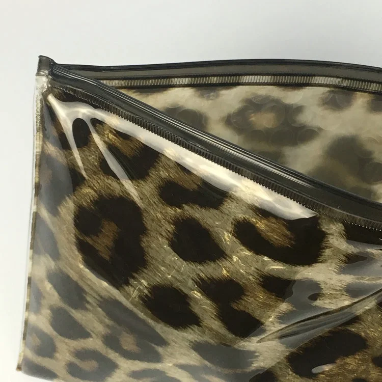 Holographic Clear Leopard Plastic Colorful Glitter Confetti Powder Laser PVC Cosmetic Messenger File Envelope Pouch Bag