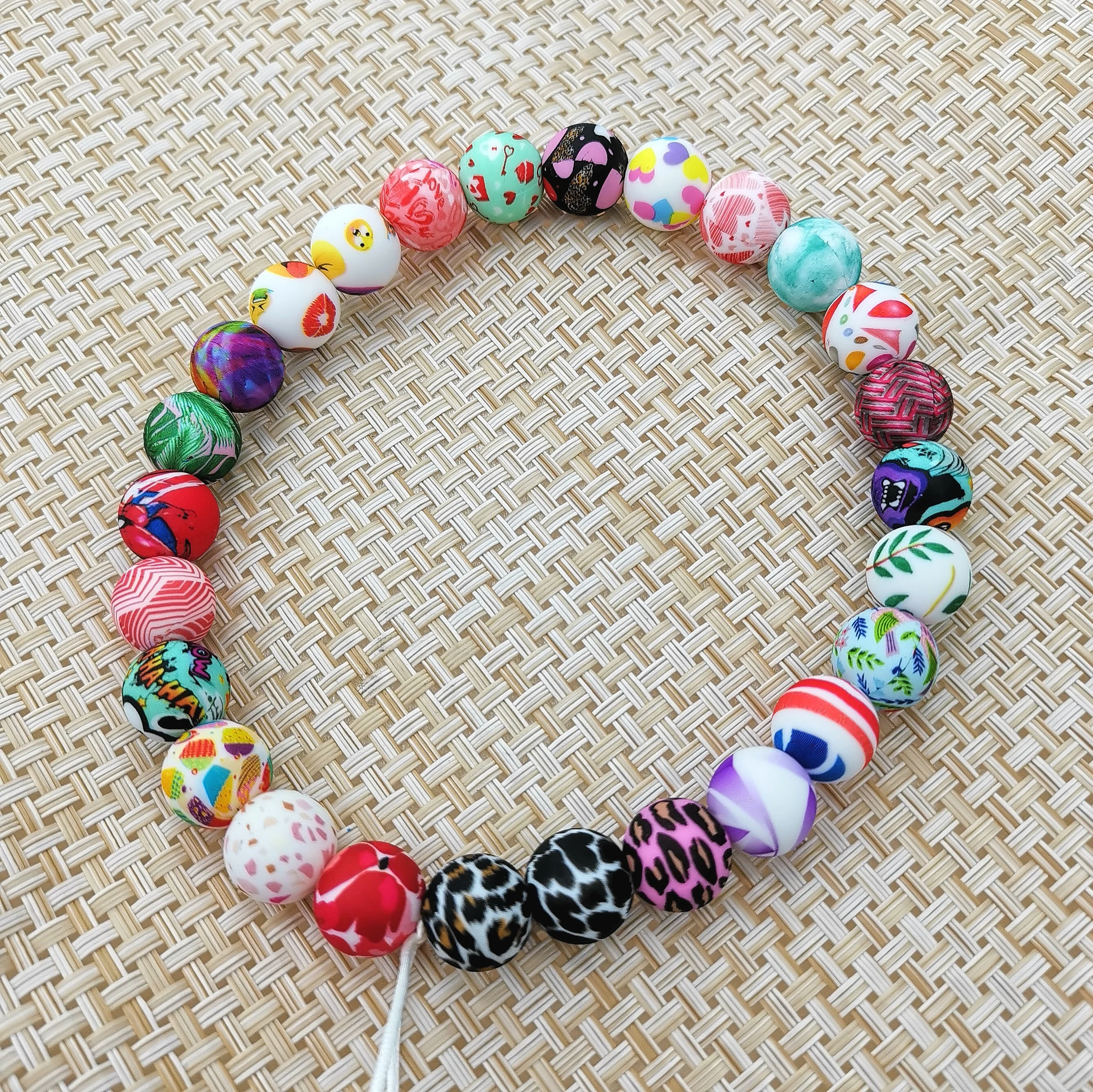 Цветная печать хорошего качества жевательные бусины для прорезывания зубов «сделай сам» мягкие силиконовые без бисфенола А