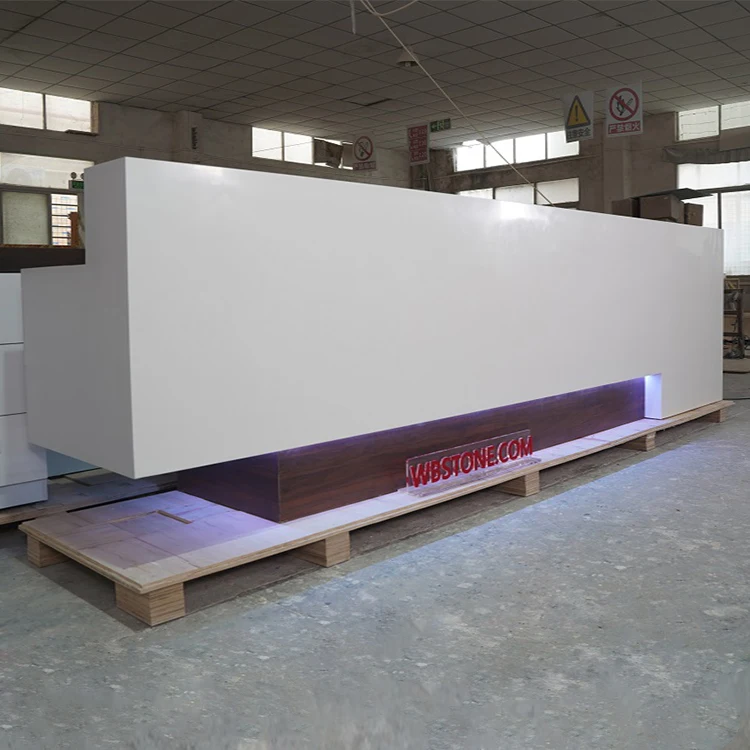 Custom Made Office Furniture Table Salon Counter White Reception Modern Design Front Desk