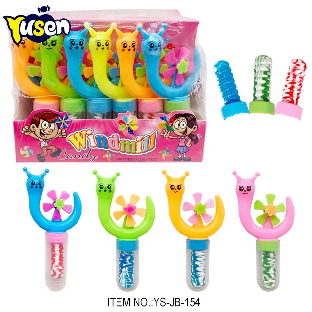 Wholesale Hot Selling New Cheap Colorful Little Snail Windmill Toy Swirl Twist Hard Lollipop Candy