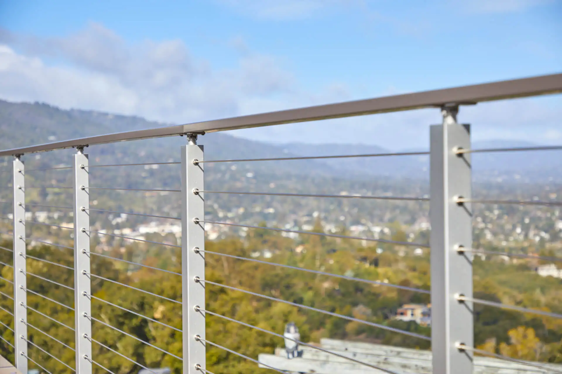 Stainless Steel Cable Post Glass Stainless Steel Balcony Wrought Iron Balustrade Wire Cable Side Mount Deck Cable Railing