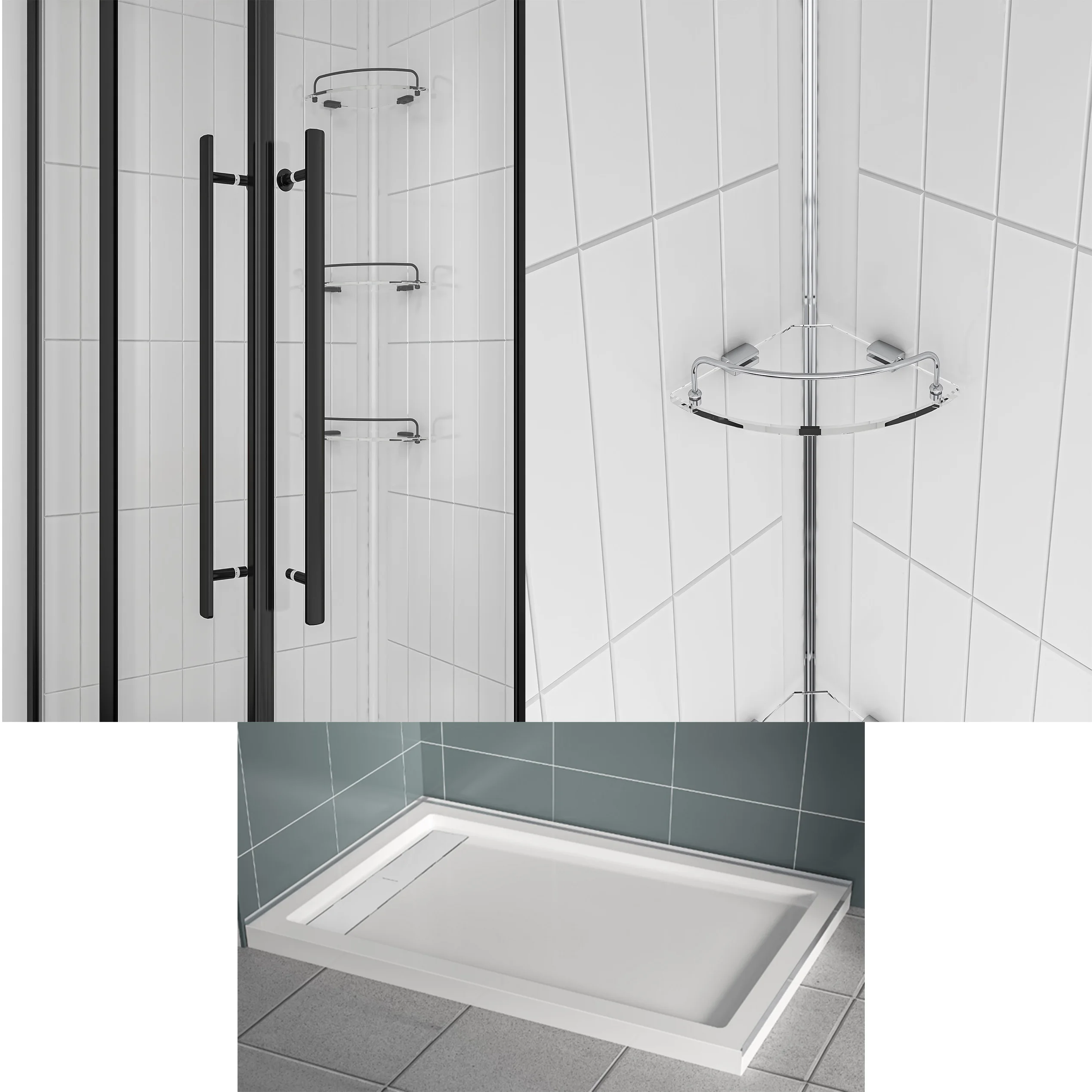 Easy to Install 6 mm Tempered Glass Rectangular Shower Kit  Room Shower Glass Room With Glass Shelf And Shower Base