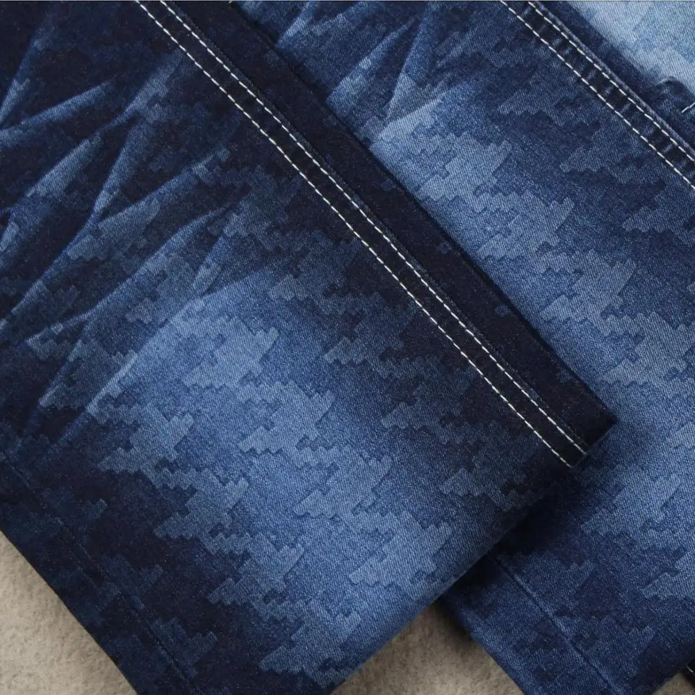 Factory price woven cotton stretch printed denim fabric for jeans