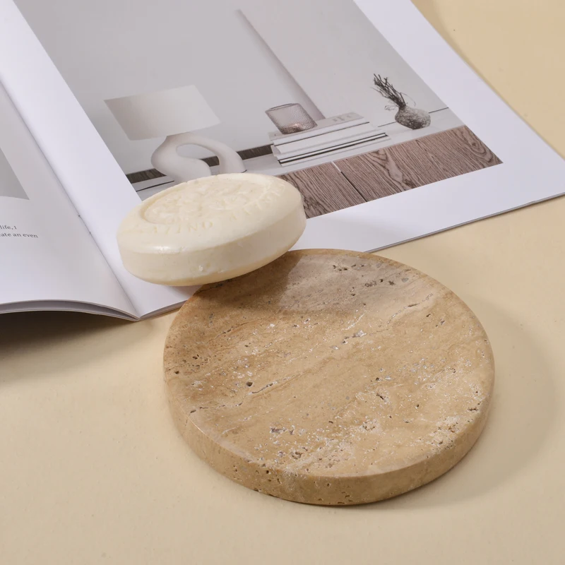 Kitchen Travertine  Holder Luxury Soap Dish Jewelry Ring Tray Marble Tray Self Soap Holder for Bathroom