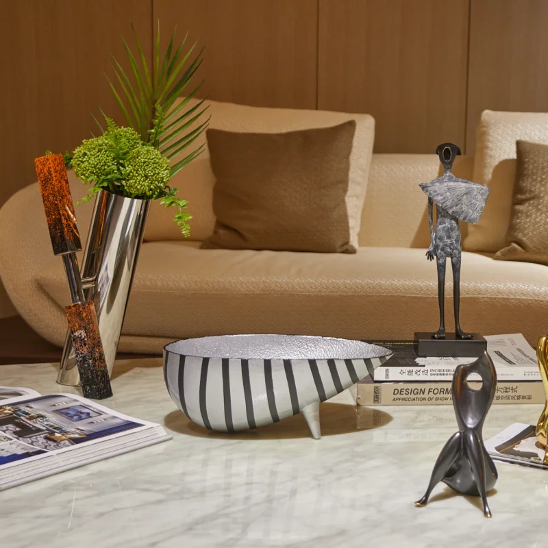 Nordic Black & White Stripe Metal Tray Ornament for Home Decor for Congratulations Occasion