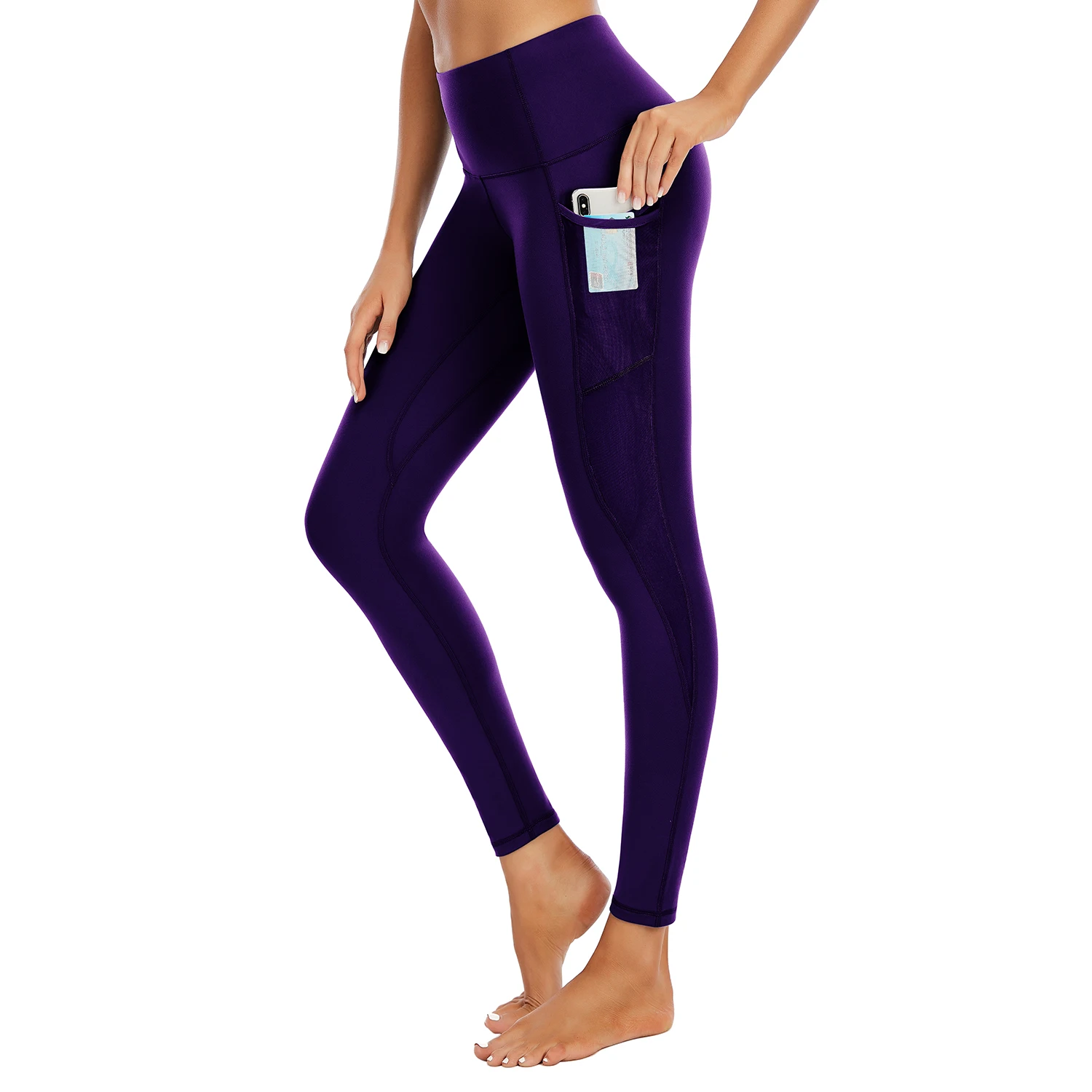 2021 Wholesale Custom outer wear fitness high waist woman leggings with mesh and pocket