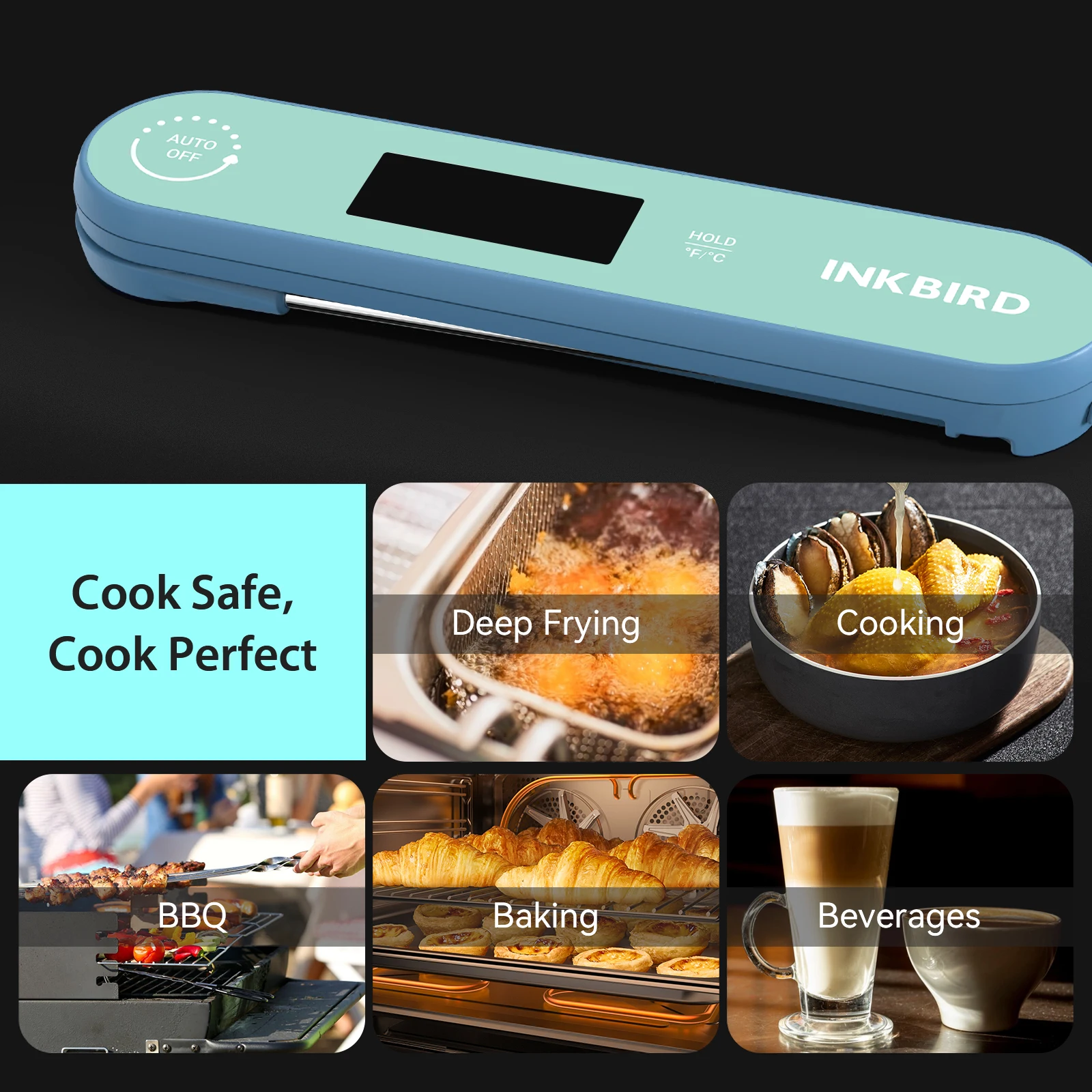 INKBIRD IHT-1K K type Sensor 1 Second Reading Meat Thermometer for Kitchen BBQ