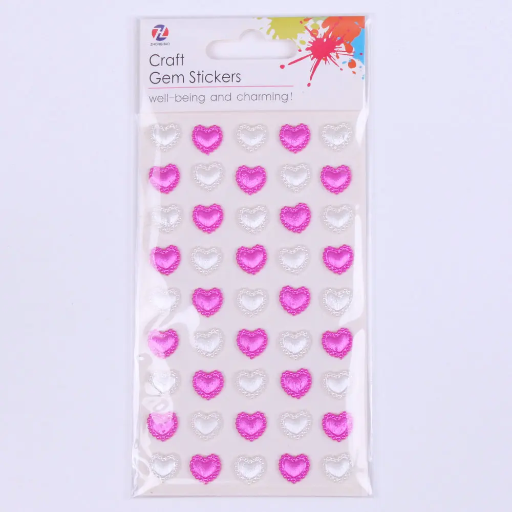 Wholesale Custom Crystal Pearl Rhinestone Sticker heart sticker Self Adhesive Pearls for Face Makeup