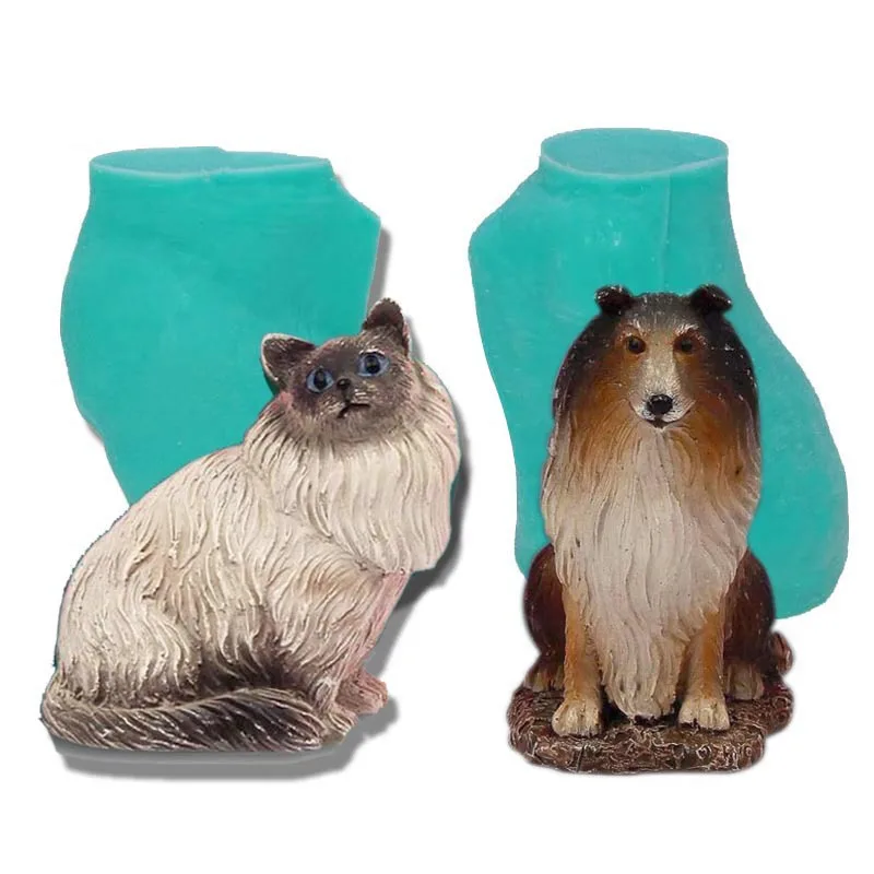 B-5067-3 Lovely animals kitten puppy cat dog Resin Cake Silicone Plaster soap Candle Mold Aromatherapy for 3D Mould