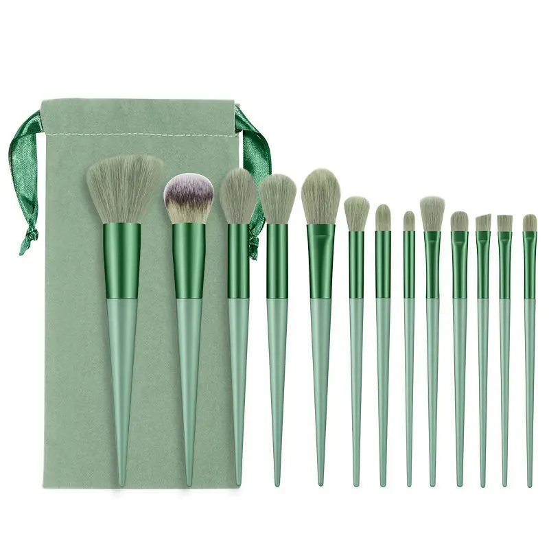 
Kits De Belleza Brush Case Makeup Forever 13 Pieces Pink Green Make Up Brushes High Quality Professional Custom Logo Maquillage 
