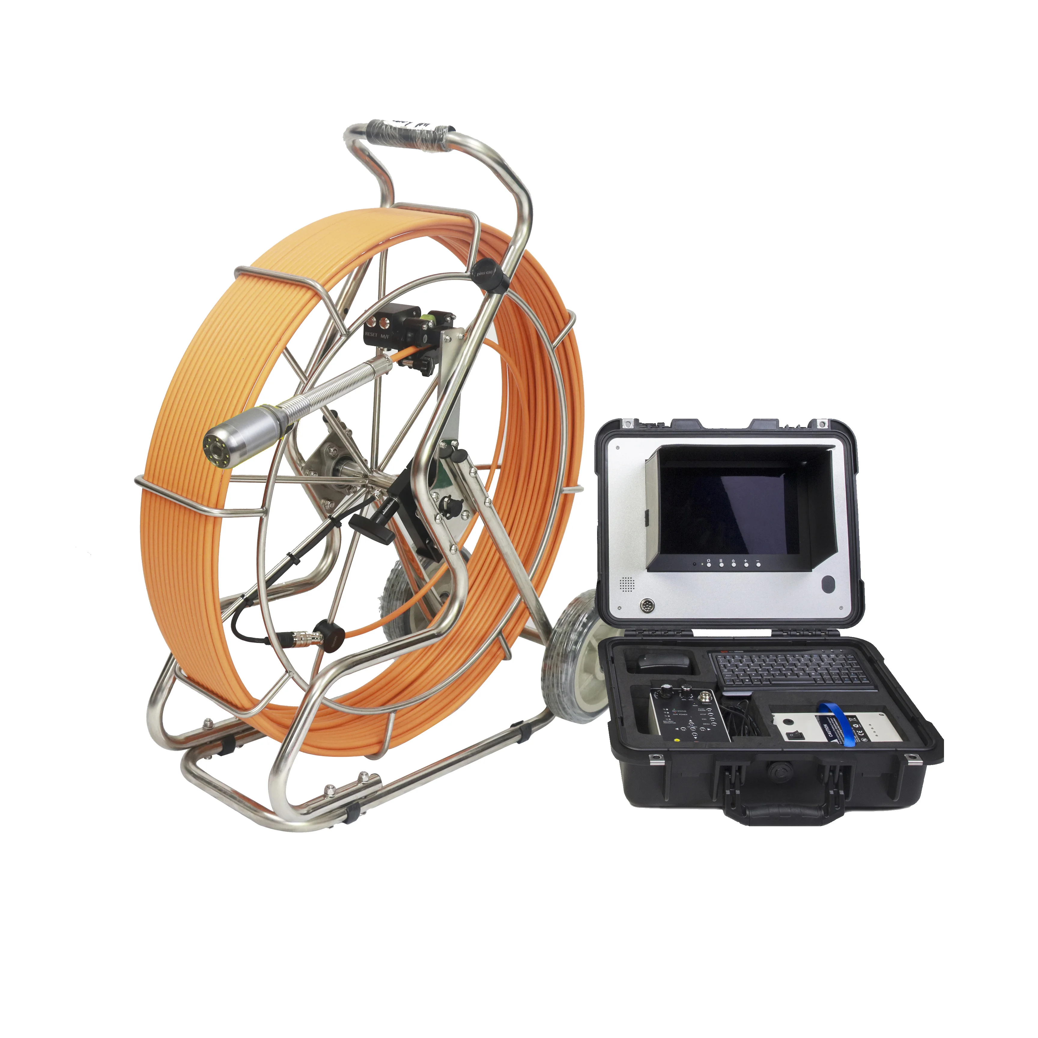 Vicam Under ground snake camera HD 40mm self leveling image Push rod pipe camera 60m to 150m cable length