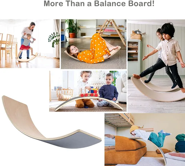 Kid Natural Wooden Yoga Balance Board Curvy Board With Tiger Pattern