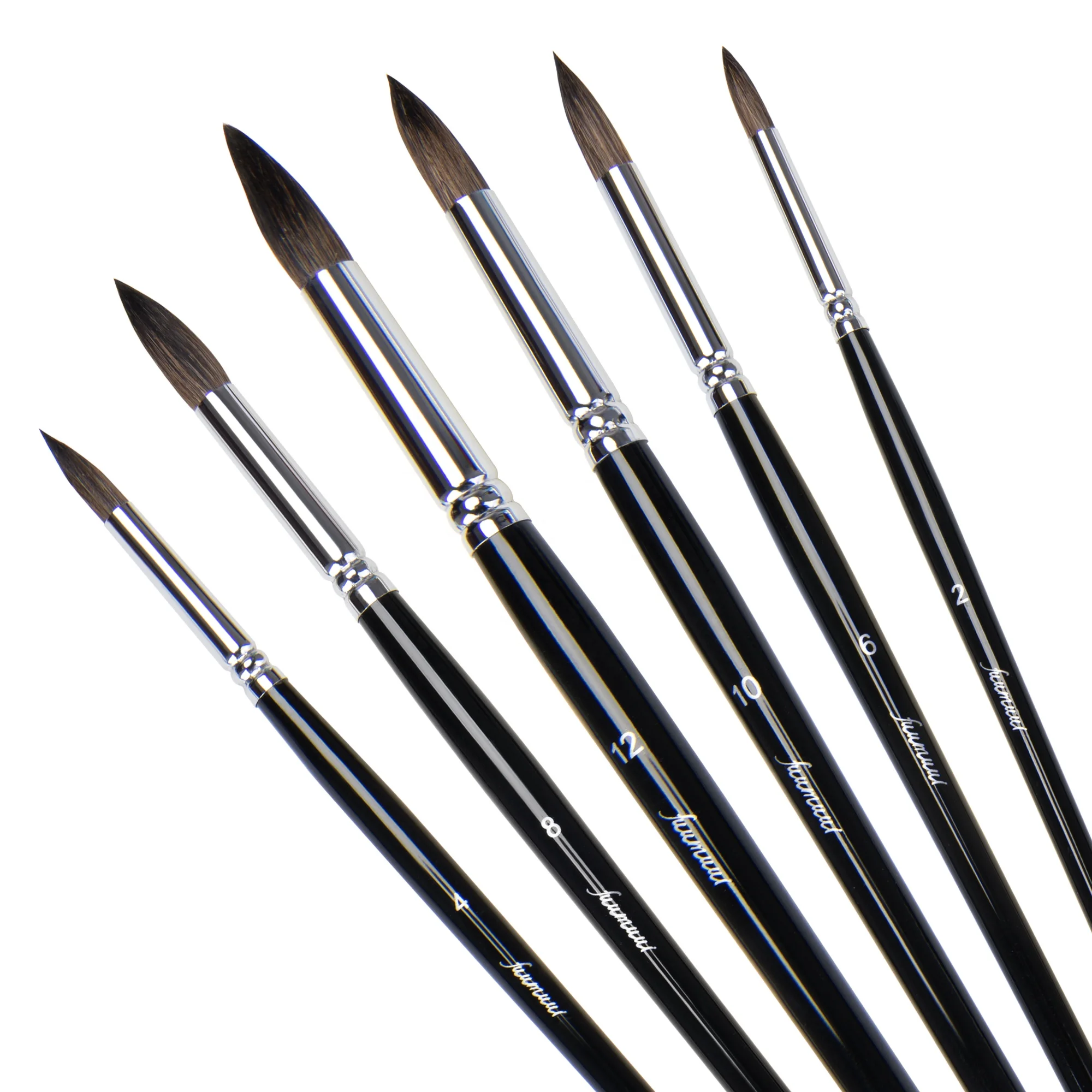 
6 Pieces Round Shape OEM Hair Artist Brush for All Water Based Art Watercolor Brush New squirrel hair painting brush 