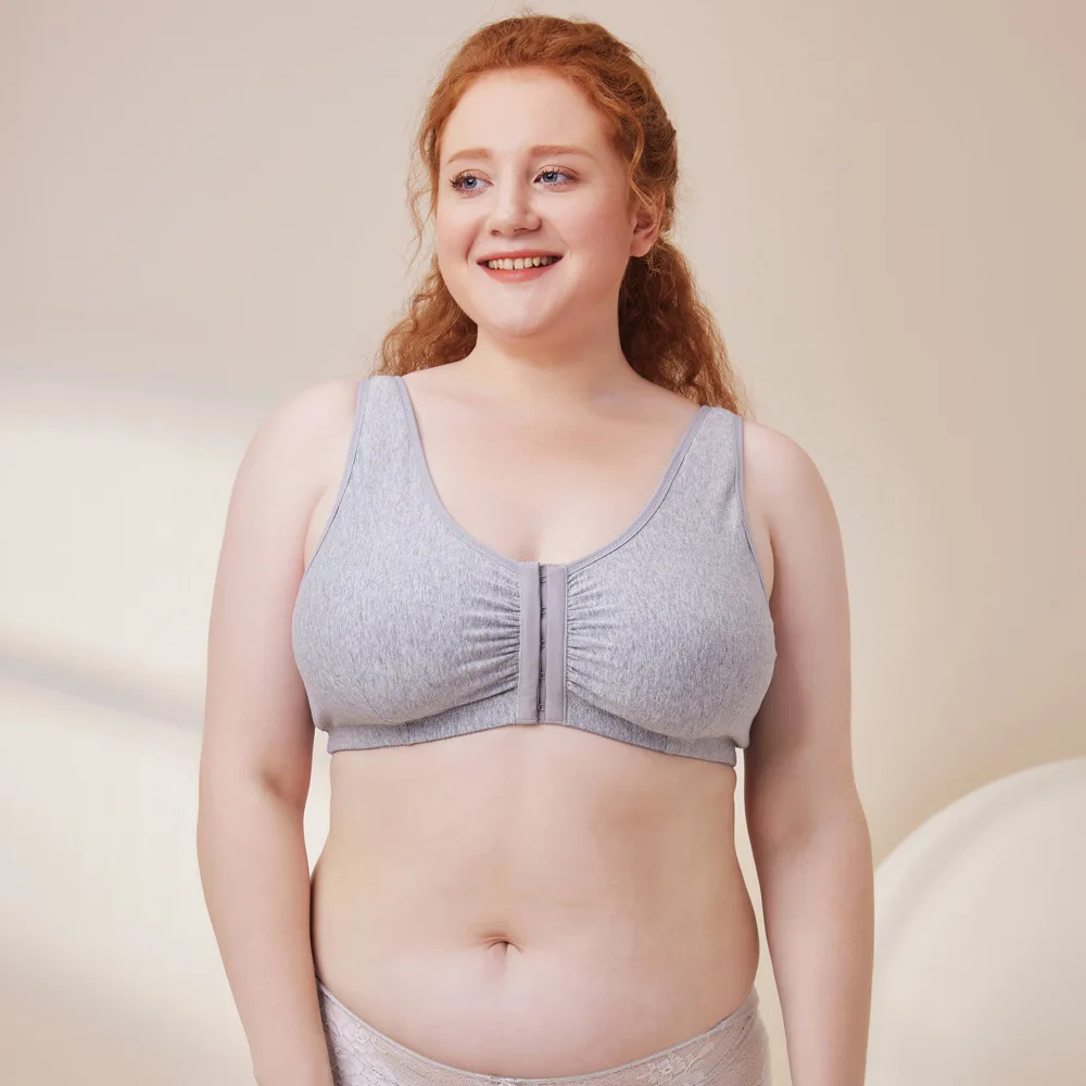 Front Open Plus Less Pressure Wide Strap Pocket Bra Big Breast Post Surgery Soft  Mastectomy Bra