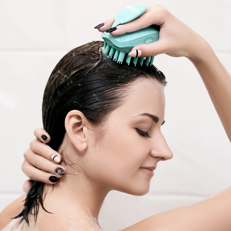 Модная щетка для шампуня и душа, мягкий силиконовый массажер для волос и кожи головы, электрическая массажная расческа