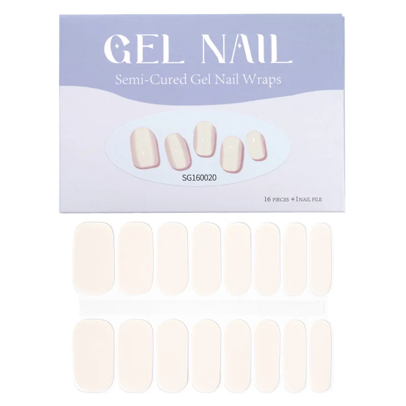 SG series 2024 new design color nail art polish stickers Semi-cured Gel Nail Strips art nail wraps