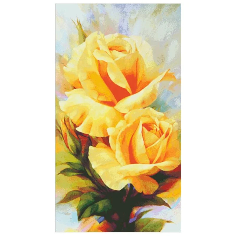 DPH069 двух-желтые розы Набор для вышивания крестиком пакет aida 18ct 14ct 11ct белой ткани unprint холст вышивка DIY ручной работы иглы