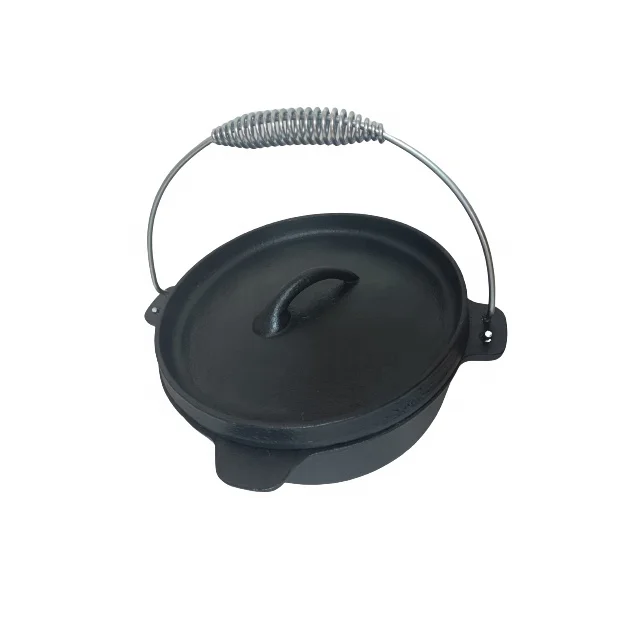 Hot Sell Cast Iron Soup Pot Metal Cooking Set Dutch Oven Sauce pan Oil Cookware With Lid For Outdoor Open Fire Cooking