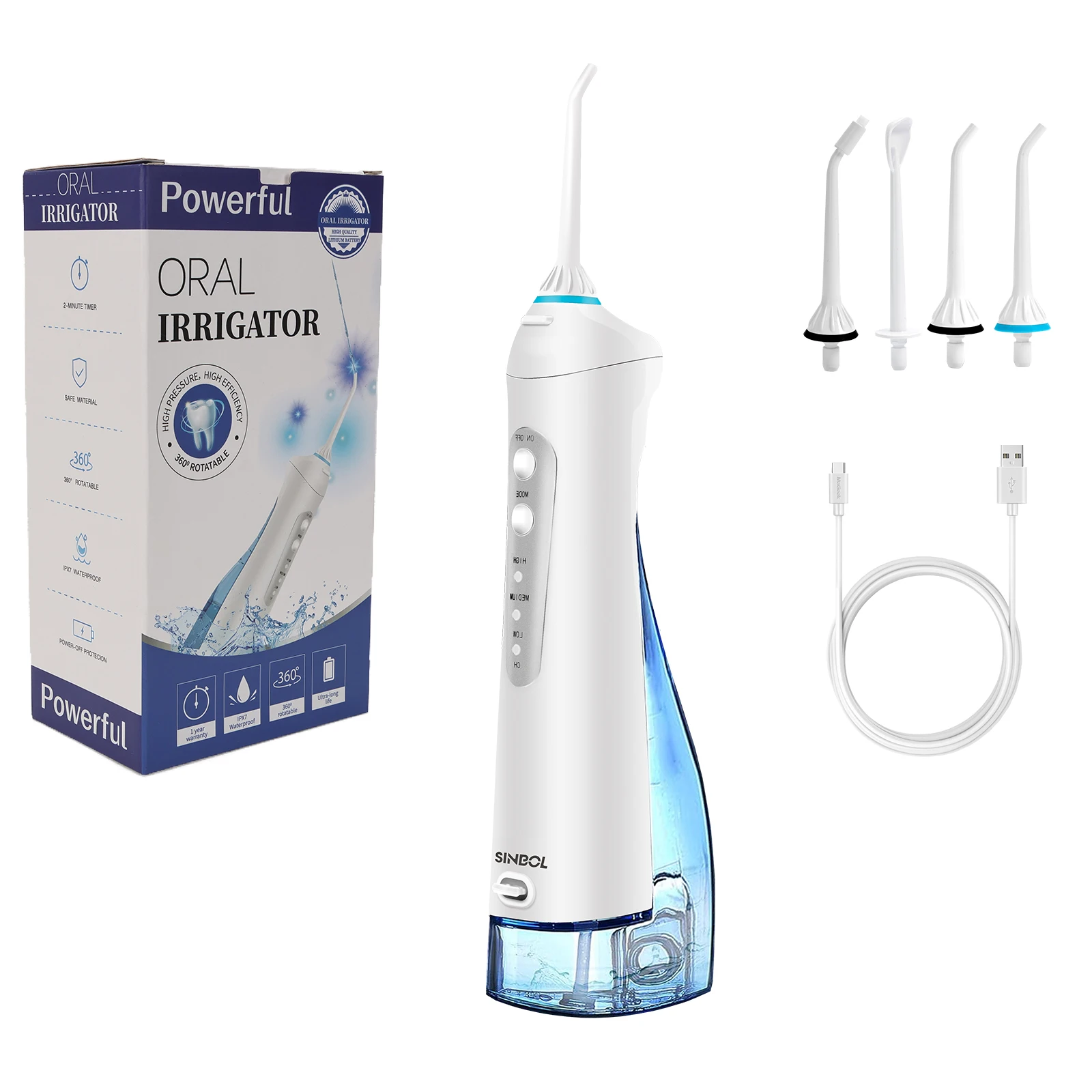 Перезаряжаемый беспроводной ирригатор для полости рта 300 мл