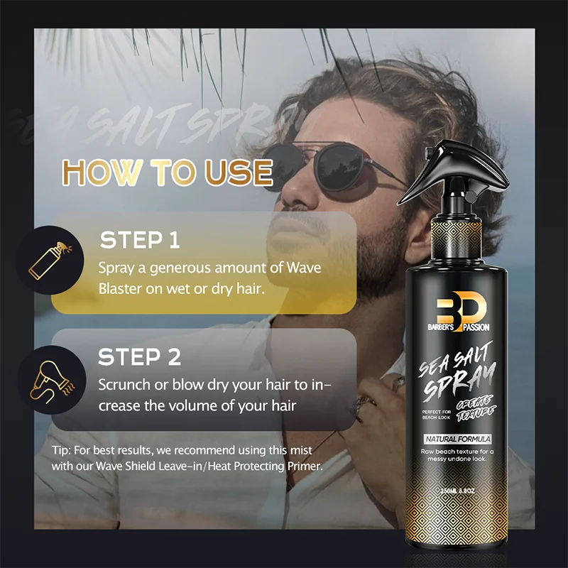 Barberpassion vegan texturizing beach wave hair volumizng holding sea salt matte spray for Men