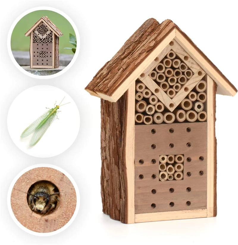 Lamb Factory Custom Eco Friendly Bee hive House Courtyard Wooden Insect Nest Box FSC bee Hotel