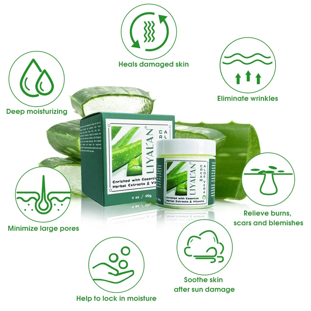 Vegan Organic Anti Aging Aloe Cream After Sun Repair Soothing Moisturizing Whitening Aloe Vera Face Cream