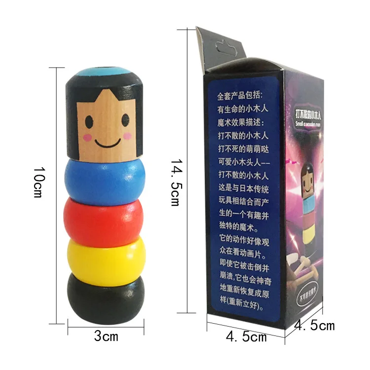 2020 Amazon Kid Toys Wooden Immortal Daruma Little Unbreakable Man Magic Tricks Building Blocks