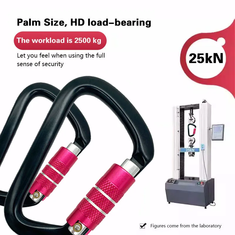 Custom Quick Release Locking D Shaped 25kn Carabiner Aluminum For Outdoors Climbing