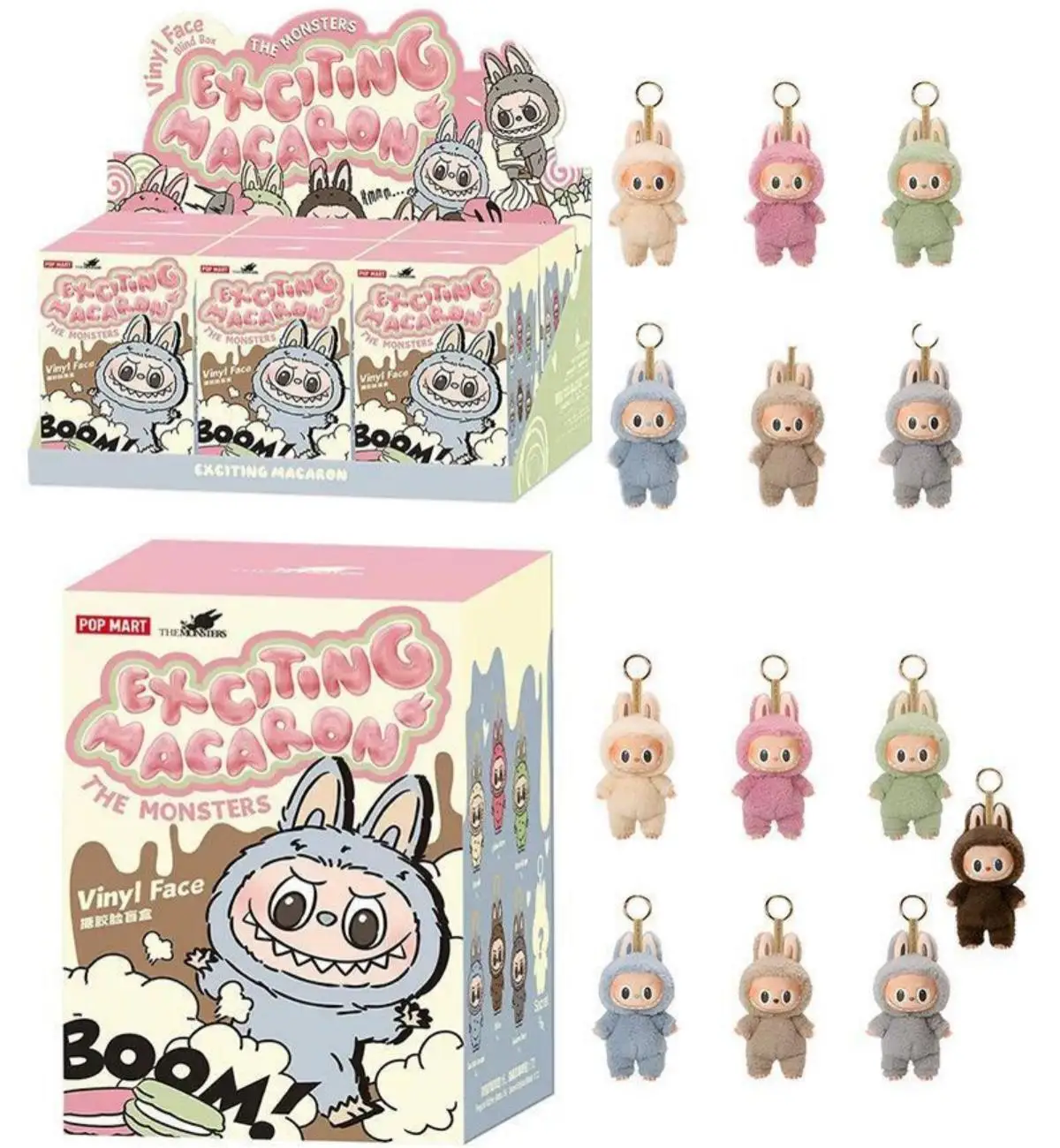 6PCS/SET New Hot Cute Labubu The Monsters Blind Box Cardiac Macarone Kawai Guess Bag Figure Model Keychain Surprise Gift Toy