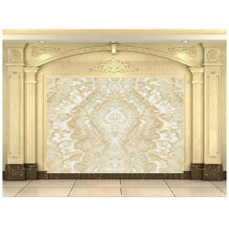 Beautiful Polished White Jade Onyx Marble Stone Slabs For TV Background