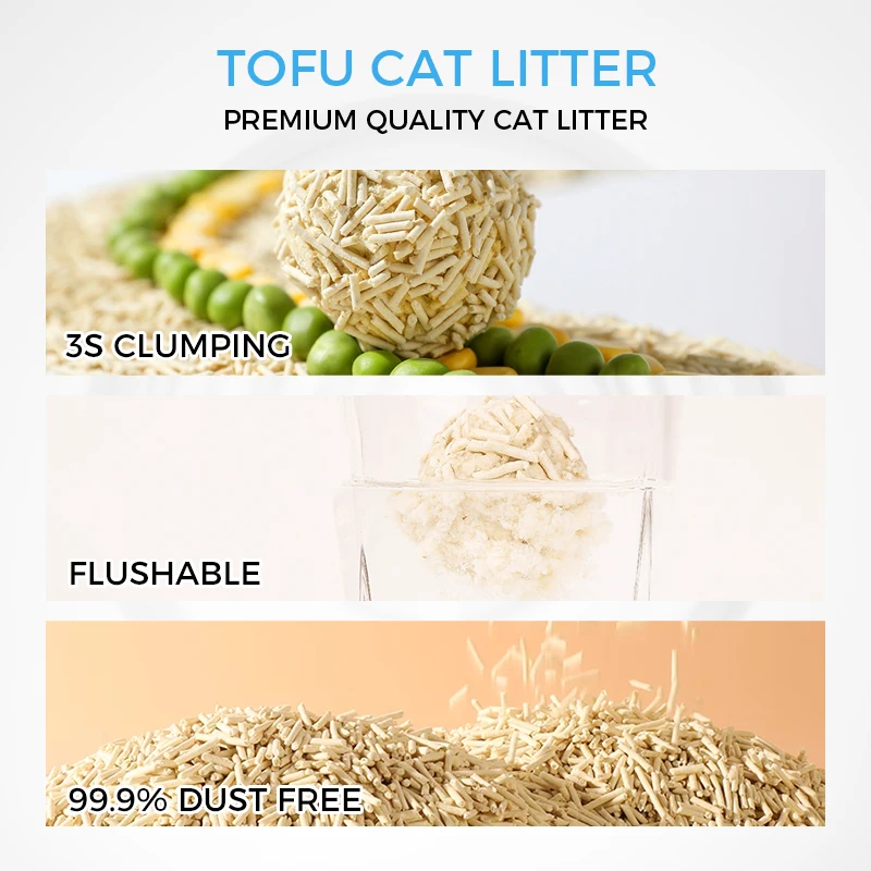 Eco-Friendly Natural Dust Free 2.0mm strip shape tofu Cat sand Quickly Clumping Odor Control Flushable Tofu Cat Litter