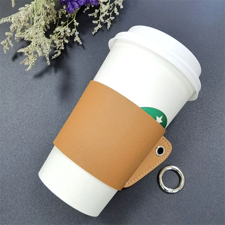 Wholesale a large number of PU leather coffee cups paper cups anti scalding reusable cup covers