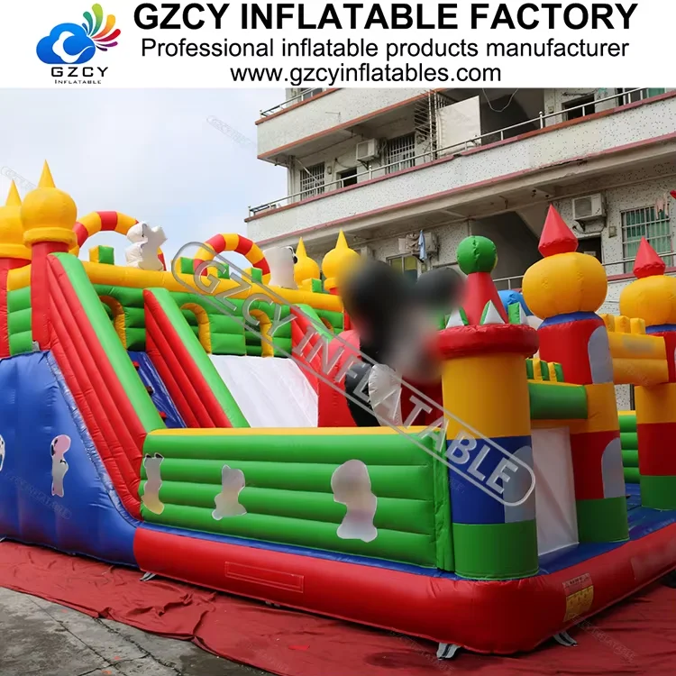 Inflatable playground land park inflatable amusement bouncy castle slide inflatable entertainment fun city