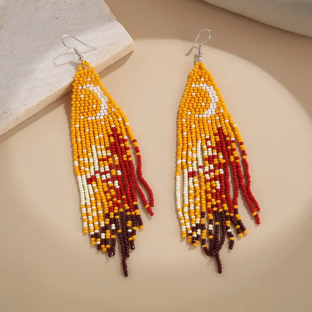 Wholesale Women Fashion Jewelry Exotic Landscape Earrings Boho Woven Seed Beads Earring For Women Jewelry