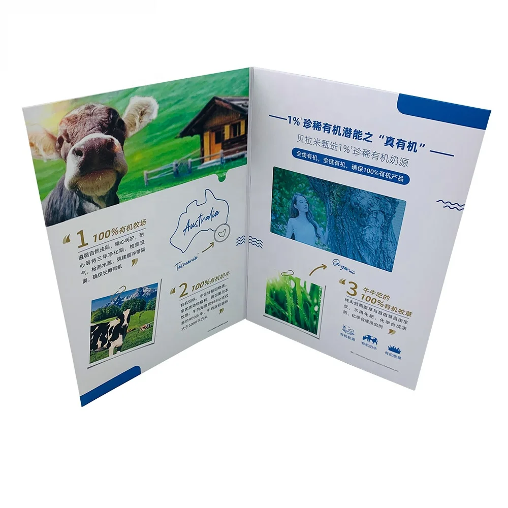 High end China wholesale business brochure manufacturers video greeting card booklet with box