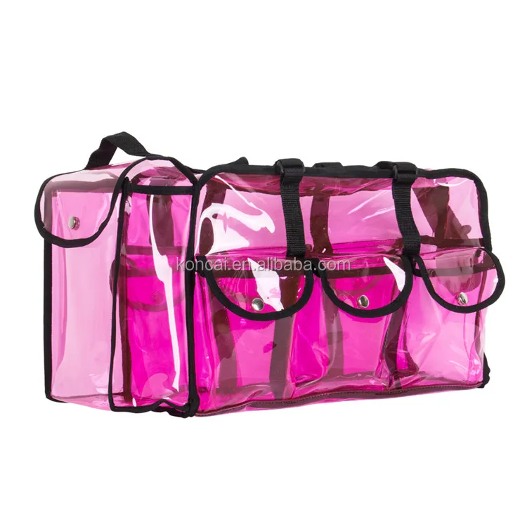 FAMA certificated factory New Design Pvc Cosmetic Bag With Detachable Strap Transparent Makeup Bag Beauty Bag Wholesale Makeup Cosmetic Travel Train Case