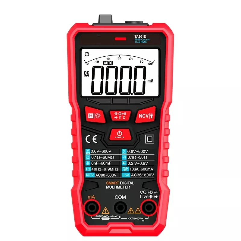 TA801D High Precision Digital Multimeter Mini Smart Intelligent Touch Ture Rms