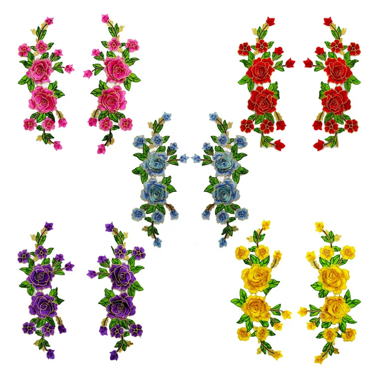 Заводская оптовая цена, пара цветочных нашивок, водорастворимые кружевные вышитые корсажные Аппликации, нашивки для «сделай сам»