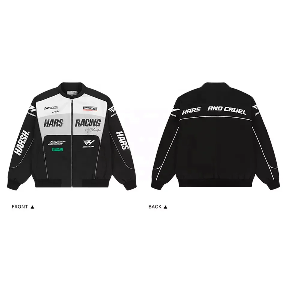 Custom Outdoor Jackets Tactical Soft Shell Jacket American Retro Motorcycle Stand Collar Windproof Oversize Racing Suit Jackets