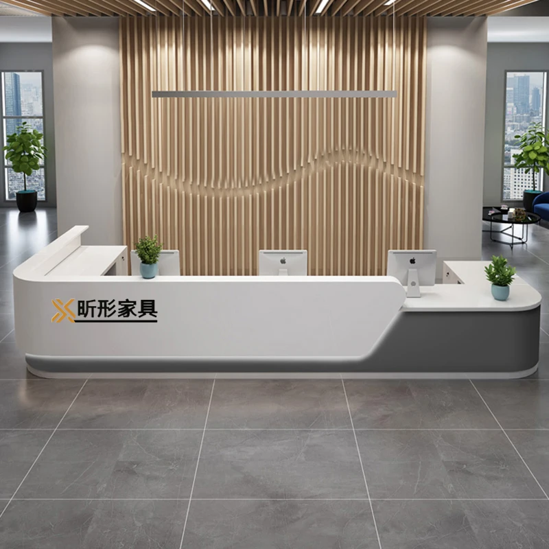 Welcome Office Furniture Counter Design Industrial Front Desk Receptionist Reception Table For Hotel Building
