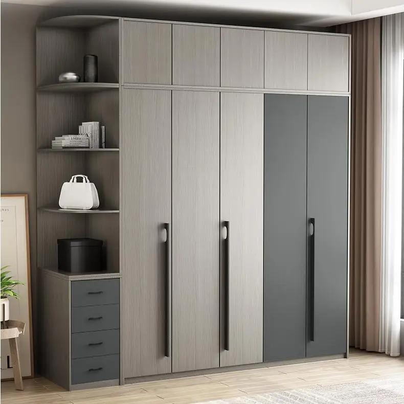 Free design Furniture high quality custom made 5 doors plywood wooden wardrobe storage cabinet closet modern bedroom wardrobes