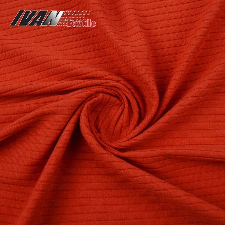 High stretch 32S 7x3 CVC spandex polyester cotton rib knit jersey fabric for garment