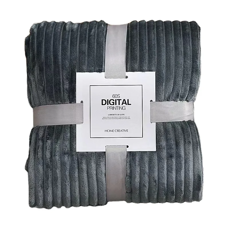 New Soft Dyed Polar Flannel Fleece Modern Solid Color Striped Throw Blanket Plush Baby Sofa Blanket