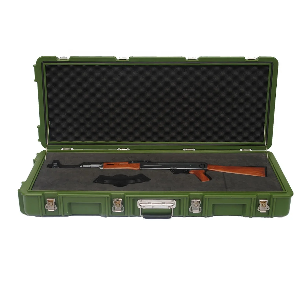 Hard equipment military plastic tool case box gun case with handle and custom eva foam
