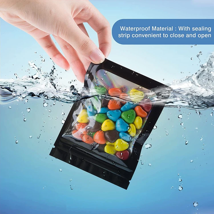 Resealable Zipper Top Clear Front Yin Yang Back Mini Smell Proof 3 Side Seal Storage Foil Pouch Jewellery Mylar Zip Lock Bag